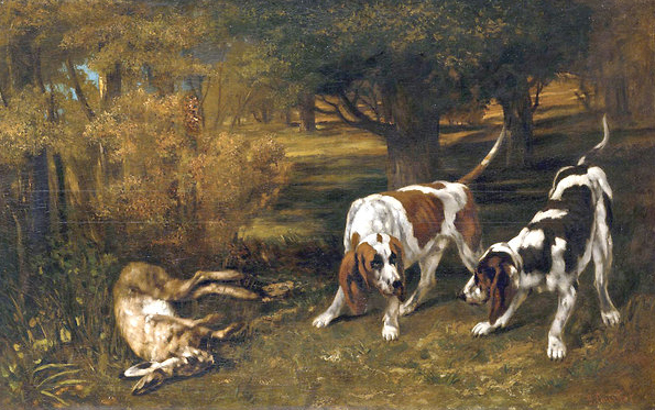 Huntng_dogs_with_dead_hare_gustave_courbet