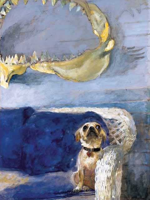 Dog-and-great-white-shark-jaw-by-jamie-wyeth-2010